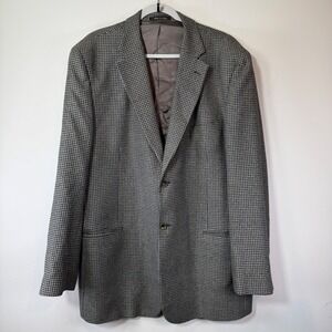 Excellent Zino Sport Coat Mens 46 Long Grey Silk Wool Houndstooth Blazer Italy